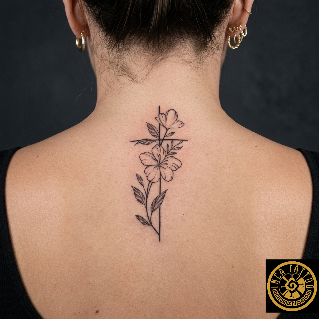 Tattoo_BlumeFinelineRücken